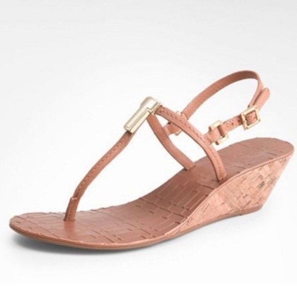 1 day sale $55 firm. ▶️ Tory Burch ◀️  Pauline Cork Wedge T-Strap 9.5 - Picture 1 of 15